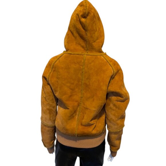 UGG Suede Leather and Faux Fur Lined Hooded Bomber Jacket | Size M - Picture 6 of 14